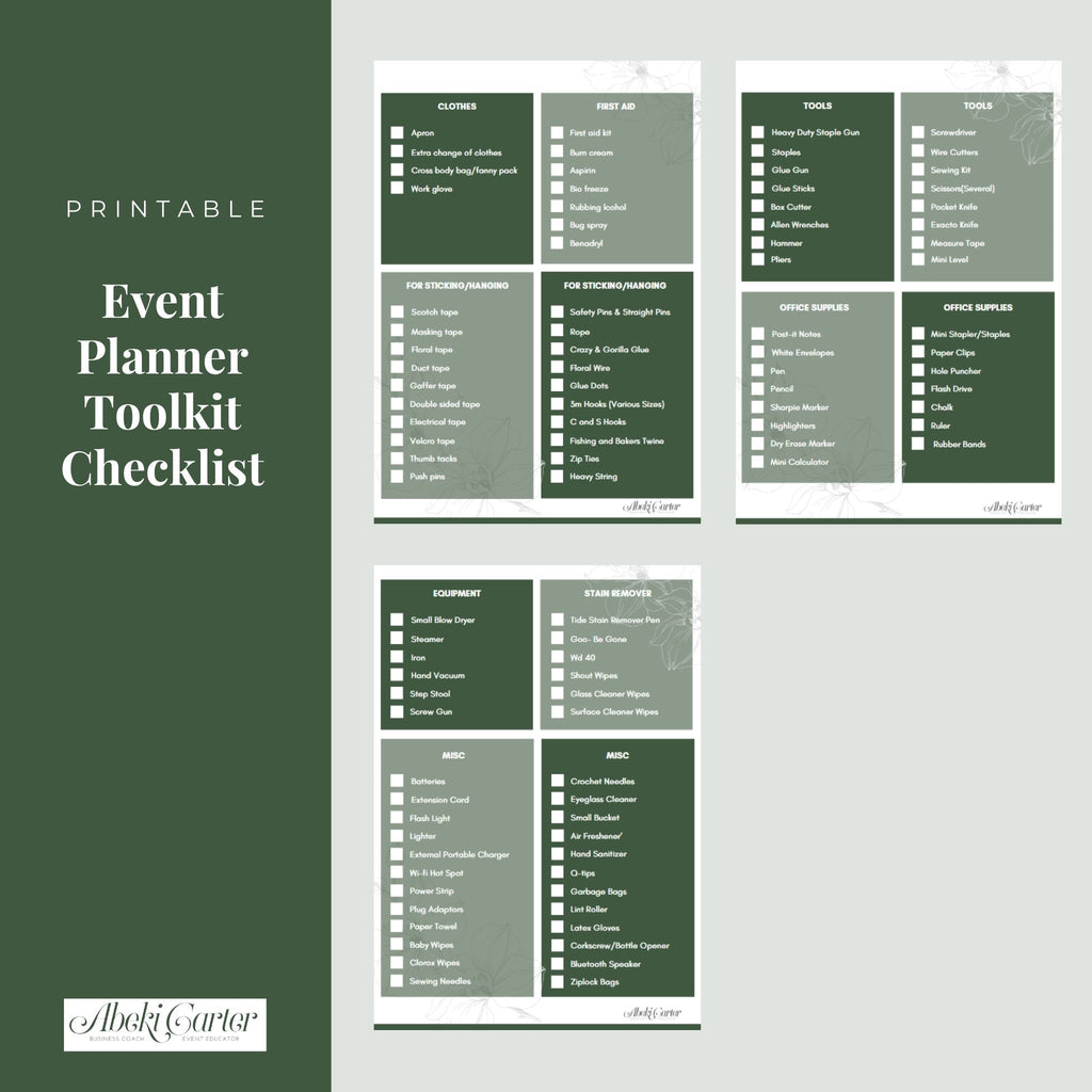 List of tools for wedding planners and event planners emergency toolkit